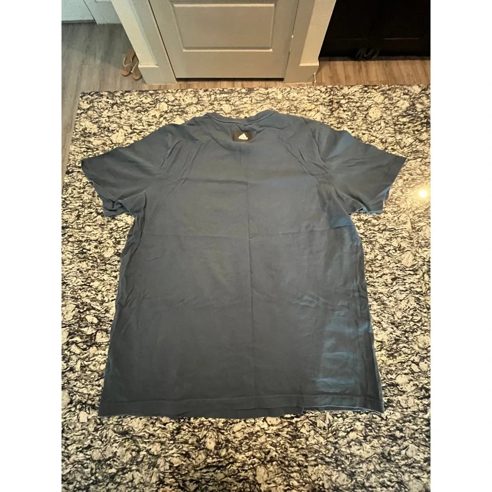 Adidas Mens Graphic T-Shirt‎ Blue 3D Outline Mountain Logo XL Short Sleeve Tee